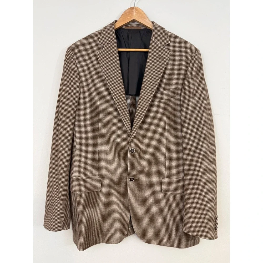 Ermenegildo Zegna Duo Travel Houndstooth Sport Coat 54L Wool Silk Cashmere Italy
